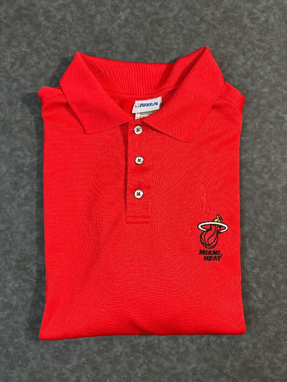 NBA Miami Heat Men's Red and Black Performance Polo Shirt Size L